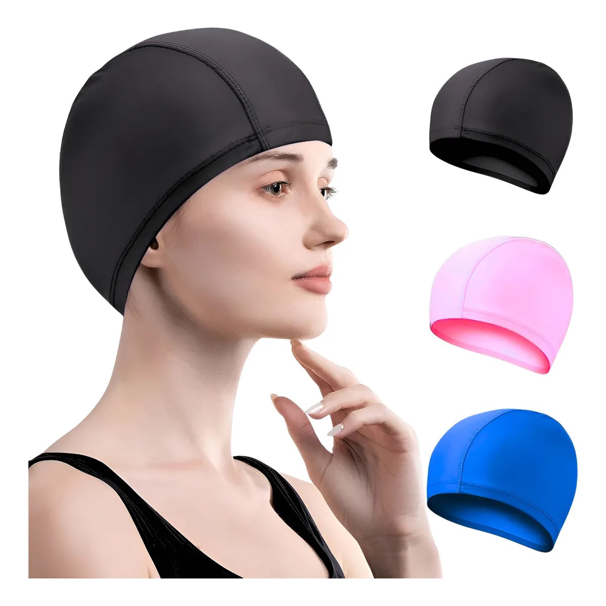 Linea Sport - Gorro De Piscina Elástico Y Suave De Tela Para Adultos Y Niños
