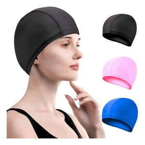 Linea Sport - Gorro De Piscina Elástico Y Suave De Tela Para Adultos Y Niños