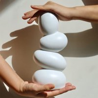 Santú Home & Deco - Florero Cerámica Centro De Mesa Blanco Stones