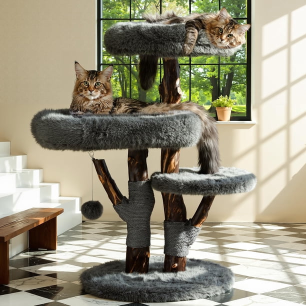 Árbol para gatos Sopapets para gatos grandes con peluche sintético tipo zorro y poste de sisal