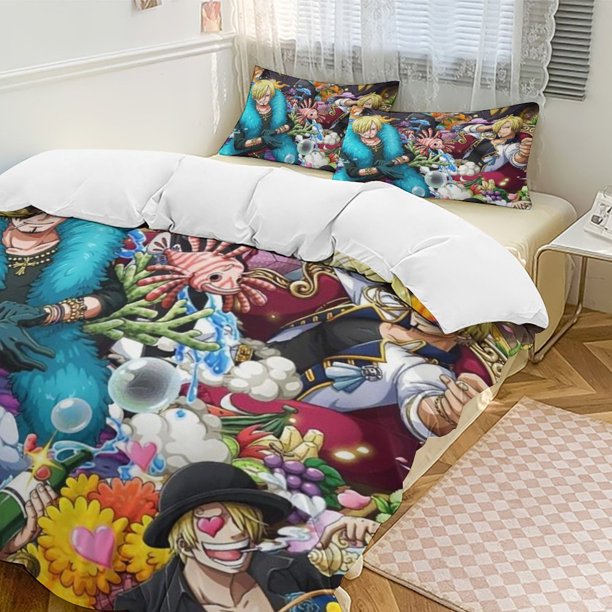 Vinsmoke Sanji Bed Duvet Cover Funny Anime Cartoon Bedding Sets Lightweight 3 Piece Comforter Sets