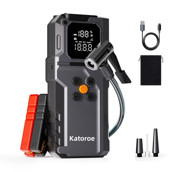 Inflador de neumáticos Jump Starter katoroe 4000A con compresor de aire de 150 psi