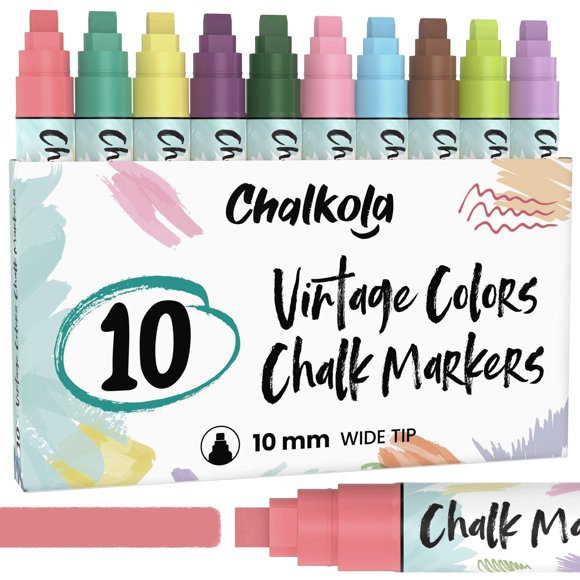 Bolígrafos Chalkola para ventanas de coche, 10 rotuladores de tiza de colores vintage