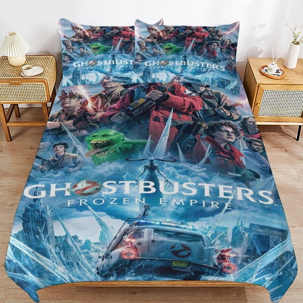 x315 Ghostbusters Frozen Empire Bed Duvet Cover Microfiber Bedding Sets 3D Printed Lightweight 3 Piece Comforter Sets, 1 Duvet Cover And 2 Pillow Shams for Kids Boys Girls 79"x90" jn315