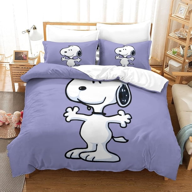 Snoopy Bedding Set,Microfiber Cartoon Bedding Set Hypoallergenic Duvet Covers with PillowcasesAnimal Characters