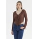 thumbnail image 1 of Polera Mujer Encaje Escote V Café Oscuro, 1 of 4