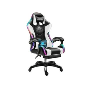 Genérico - Silla De Escritorio Gamer Ergonómica Luz Led Rgb, Masajeador Blanco
