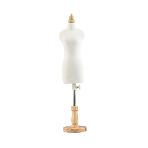 Maniquí Miniatura para Costura Cuerpo Femenino Base de Madera Ajustable Y Estructura de PE Función Pinnable Adecuado para Diseño de Ropa de Muñeca Exh 33cm