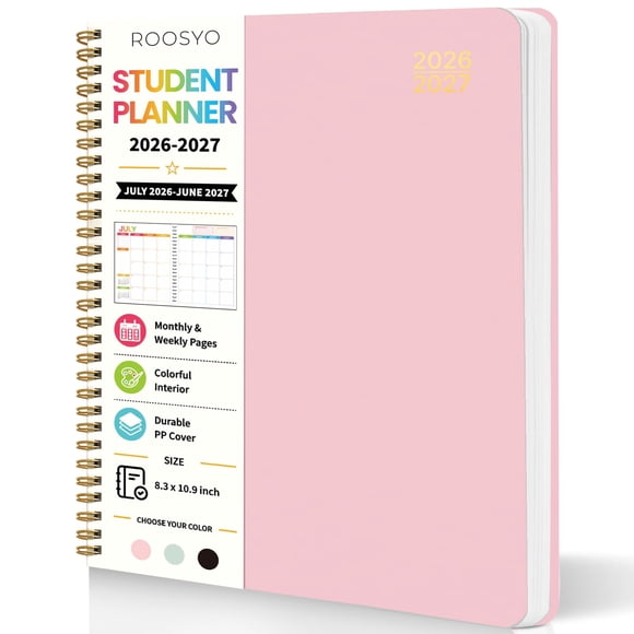 Agenda Roosyo 21x28 cm Rosa 2026‑2027 con espiral