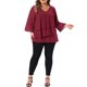 thumbnail image 2 of Agnes Orinda Conjuntos de Halloween Blusa de Gasa para Mujer de Talla Grande Escote en V Manga 3/4 Frontal en Capas Tunica Casual 2X Rojo Vino, 2 of 6