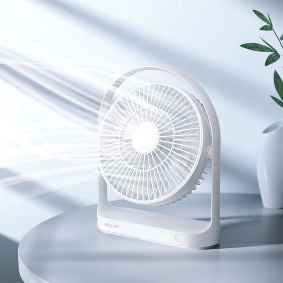 Ventilador de escritorio JISULIFE, batería portátil pequeña, 4000 mAh, 4 velocidades