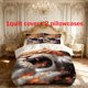 thumbnail image 1 of 3pcs Fire Lion Beast Themed Printed Bedding Set Duvet Cover and Pillowcases, 1 of 5