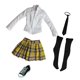 thumbnail image 1 of 1/6 Estudiante Uniforme Camisa Falda Zapatos De Lona Para 12 "Mujer Amarillo + Negro, 1 of 3