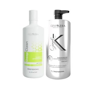 Set Shampoo Anti Residuos Deep Clean + Reversor Químico Grand K Grankéra Profissional 1 Lt