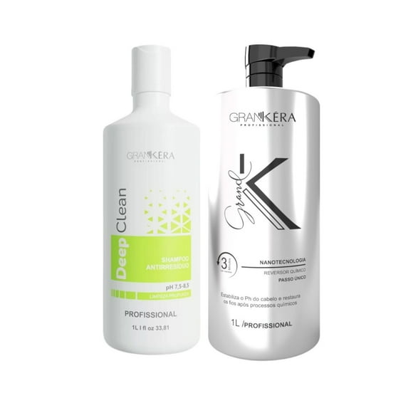 Set Shampoo Anti Residuos Deep Clean + Reversor Químico Grand K GranKéra Profissional 1 Lt
