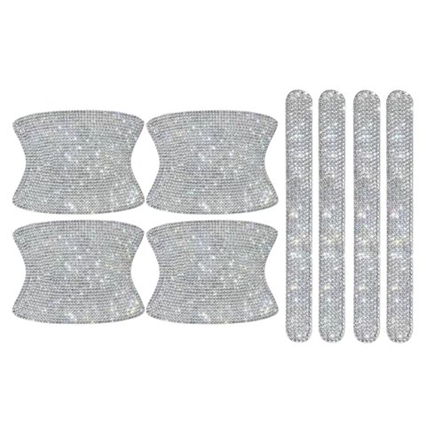 Magideal - 8 De De Imitación Para Manija De Puerta De Coche, Antiarañazos, Película Protectora Universal, Almohadilla Ostentosa, , Blanco