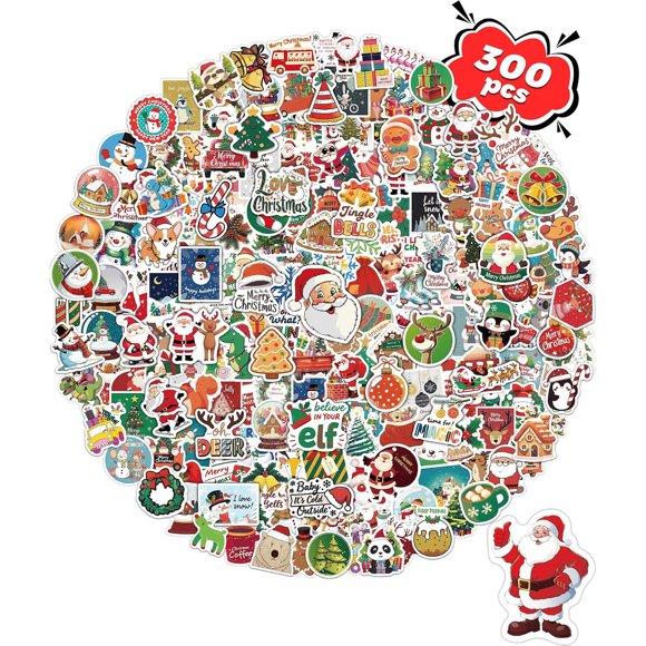 300 stickers navideños para niños, recuerdos para fiestas y calcetines de Navidad