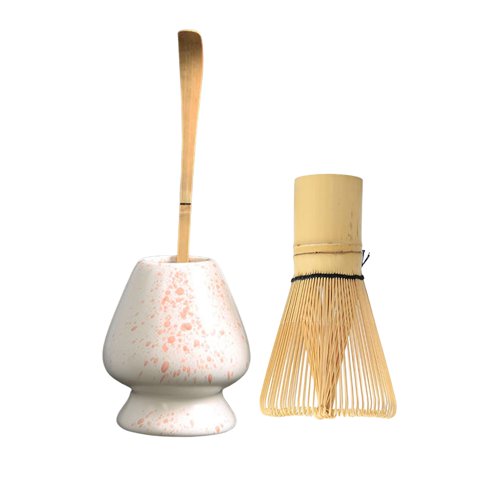 Magideal - Juego De Matcha De 3 Piezas Con Cuchara De Té, De Matcha De Bambú Hecho A Mano Y Cuenco Para Principiantes, Preparación Japonesa De Matcha, El Blanco