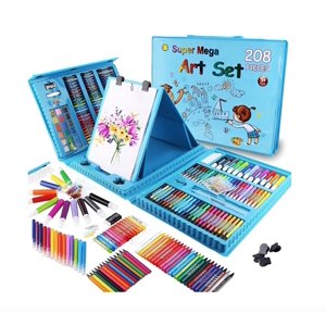 Atlas - Kit Set De Dibujo Portátil 208 Piezas Niños Azul