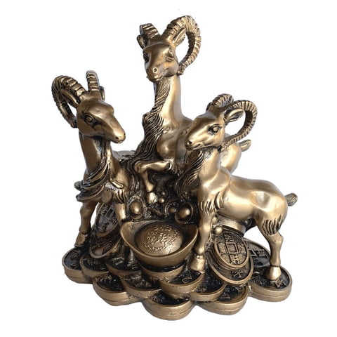 Feng Shui Import - Estatua Feng Shui De Tres Ovejas Pisando Camas De Lingotes
