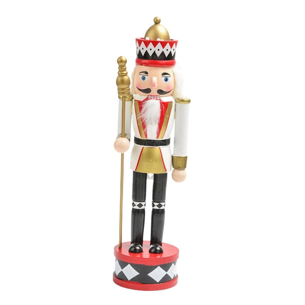 Marioneta de Cascanueces de Madera para Fiesta, Regalo Multiusos, Escultura de Decoración Navideña de 30cm para Estantería, Tienda Temática, Ventana D , Blanco