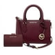 thumbnail image 1 of Cartera Michael Kors Women's Sheila Small Faux Saffiano Leather Satchel With Medium Crossgrain Leather Wallet, Burdeo, 1 of 3