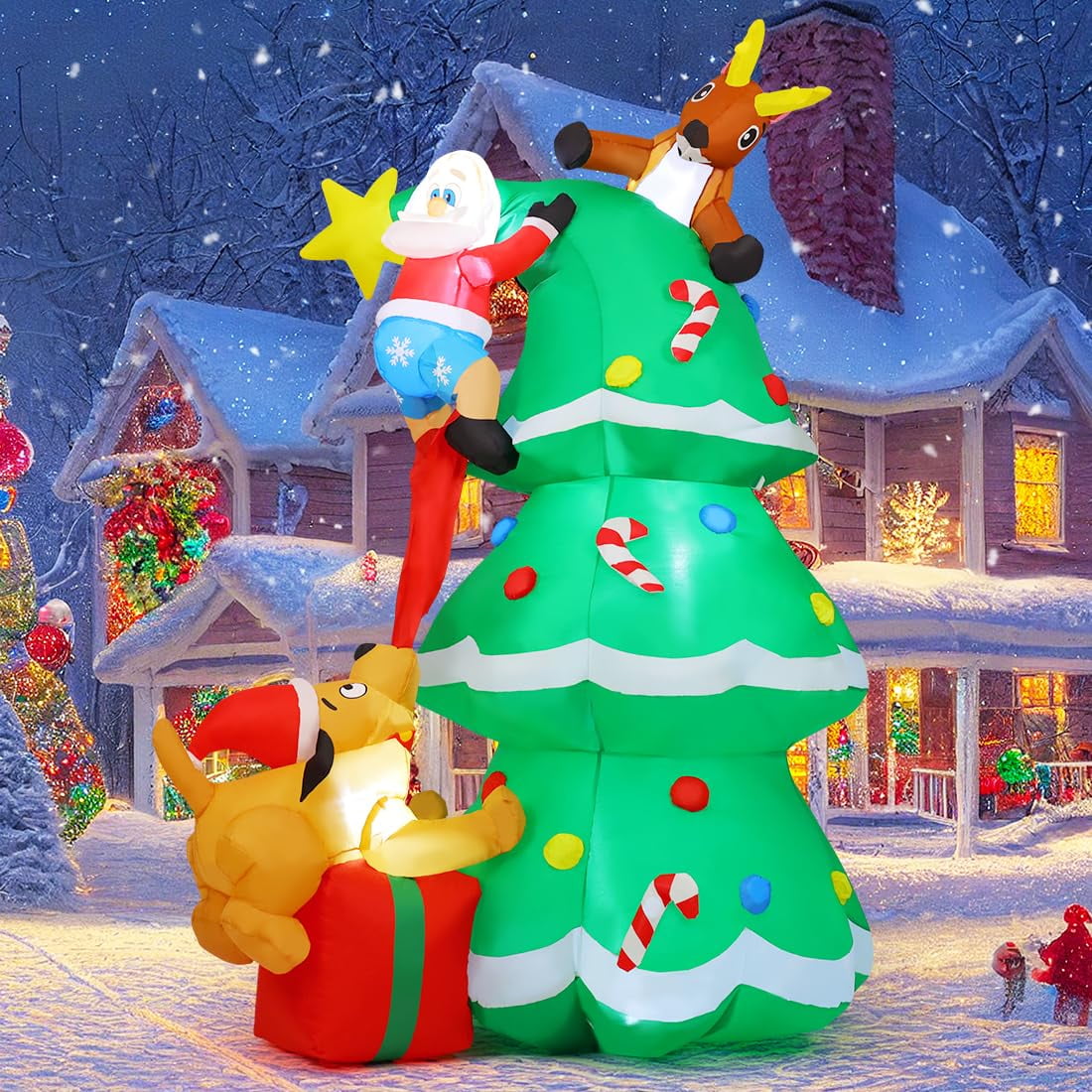 Perro Inflable Comin Papá Noel Con Forma De Reno 2,2 M