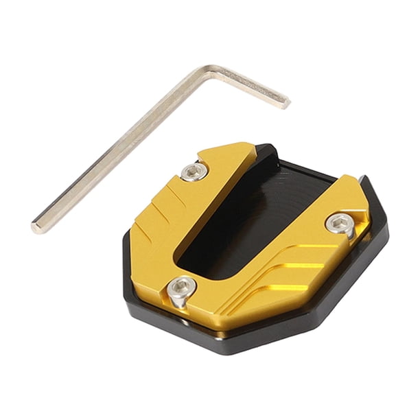 Extensión de placa de soporte para motocicleta, extensor de soporte lateral antideslizante, extensor de pie para estacionamiento al aire libre, motoci Amarillo