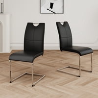 M&Ms - Modern Dining Chairs With Faux Leather Padded Seat Dining Living Room Chairs Upholstered Chair With Chrome Metal Legs Design For Kitchen, Living, Bedroom, Dining Room Side Chairs Set Of 2