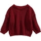 thumbnail image 1 of Niño Niño Bebé Niñas Niños Tejido a punto Suéter Jersey Cuello Redondo Sudadera Manga Larga Camisas Caliente Otoño Invierno Tops (rojo purpúreo, 2-3T), 1 of 7
