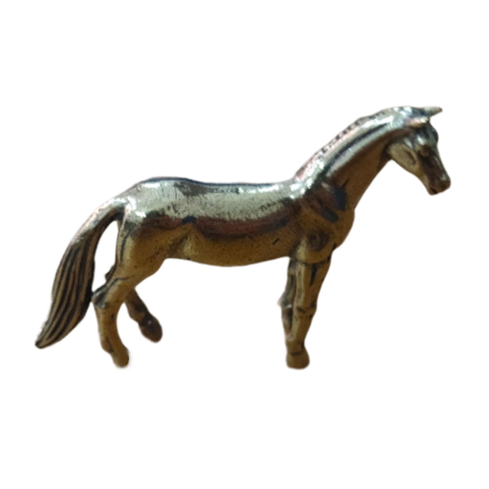 Magideal - Estatua De Caballo De Bronce Decoraciones De Escritorio Cobre Sólido Micro Tallado Figuritas De Caballo Adornos Accesorios De Decoración Del Hogar