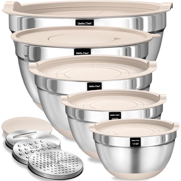 Umite Chef Mixing Bowls with Airtight Lids Set, 8 piezas de acero inoxidable