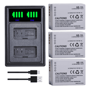 Genérico - 3 Baterías Nb-10L + Cargador Doble Cb-2Lce Alternativo Canon