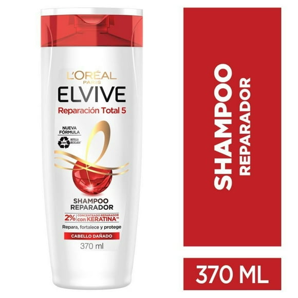Shampoo Elvive Reparador Reparación Total 5 Botella, 370 ml