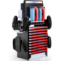 Genérico - Estación Organizadora Con Cargador De Mandos - Soporte De Almacenamiento Multifuncional Compatible Con La Base De Nintendo Switch, Soporte De Mandos, Base De Carga De Joycons-Negro Blanco