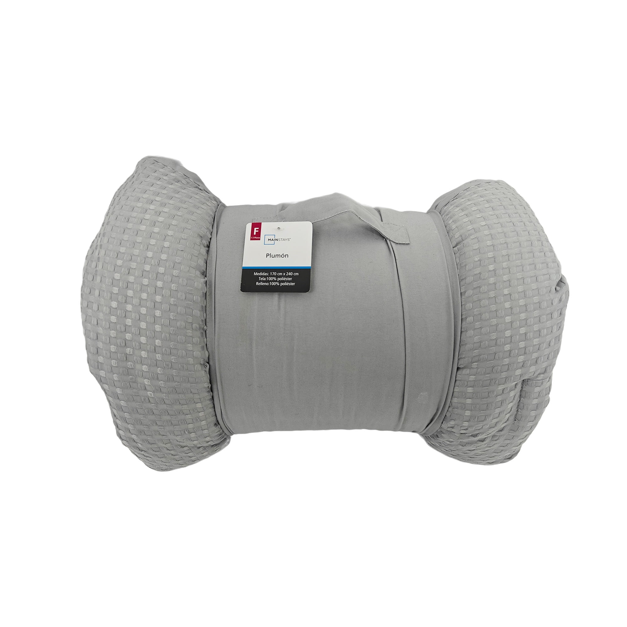 Mainstays - Plumón Waffle 1.5 Plaza Gris 100% Poliéster