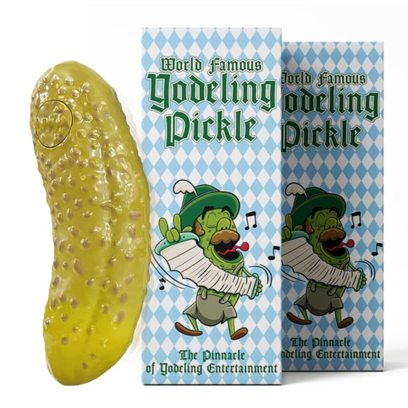 Toy DR DINGUS Yodeling Pickle canta una canción de Yodel a la ligera
