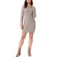 thumbnail image 2 of Vestido de punto trenzado INSPIRE CHIC para mujer con cuello redondo, manga larga, casual, otoño, invierno, línea A, por encima de la rodilla, ajustado, L Camel, 2 of 6