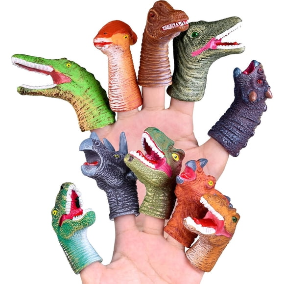 Dinosaur Finger Puppets, set de 10 títeres de dedo con cabezas de dinosaurio