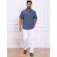 thumbnail image 2 of INSPIRE CHIC Regreso a Clases Camisa Henley para Hombre Cuello Mao Manga Corta Camisa de Lino 3XL Azul, 2 of 5