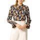 thumbnail image 5 of INSPIRE CHIC Blusa de Mujer con Lazo Floral en el Cuello en V, Volantes Vintage, Manga Larga de Trompeta, Talla 3XL, Azul Naranja, 5 of 7