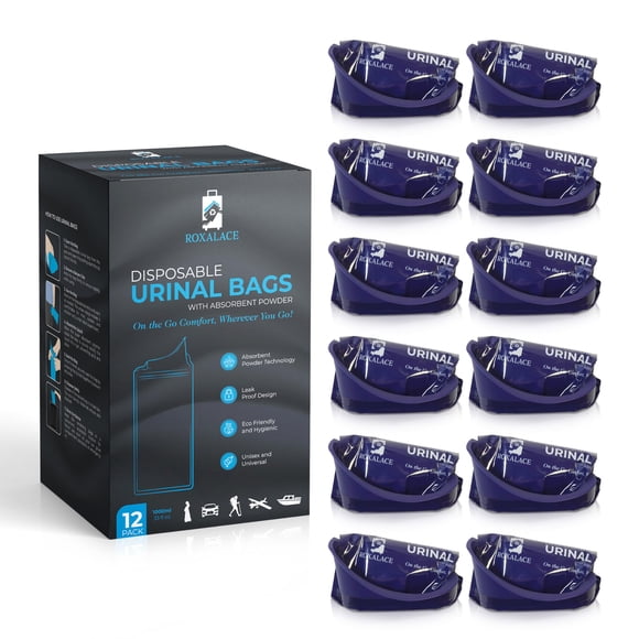 Bolsas desechables para orinal ROXALACE resellables, 1000 ml, paquete de 12