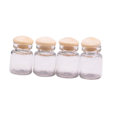 Magideal - 4 Uds. Mini Tarros De Cristal Para Casa De Muñecas A Escala 1:12, Tarros Para Dulces, Juego De Simulación, Modelo Que Se Puede Abrir, Pequeños Tarros Corto