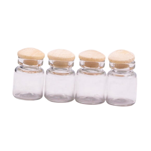 4 Uds. Mini tarros de cristal para casa de muñecas a escala 1:12, tarros para dulces, juego de simulación, modelo que se puede abrir, pequeños tarros Corto