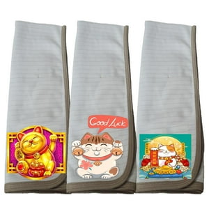 Dcobre - Pack 3 Paños Cocina En Cobre Modelo Gato De La Suerte Turquesa.
