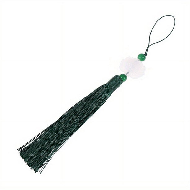 Add a Touch of Elegance to Your Crafts with this Chinese Retro White Jade Lotus Tassel Fringe DIY Alloy Accessory