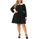 thumbnail image 2 of Agnes Orinda Disfraces de Halloween Vestido de Mujer Talla Grande Cuello Peter Pan Manga Larga Otoño Invierno Vestido Midi Línea A 1X Negro, 2 of 8