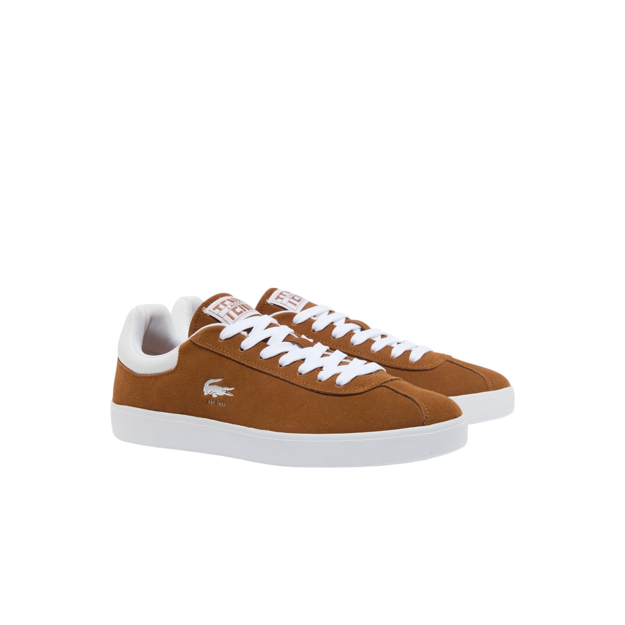 Zapatillas Lacoste Baseshot Para Hombre En Gamuza Marrón Y Blanco