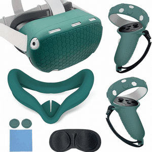 Genérico - Juego De Accesorios De Vr Para Quest 2: Carcasa De Silicona, Empuñaduras Para El Mando, Protector Facial, Tapones Para Los Botones, Juego De Paños Para Las Gafas Y Protector De Lentes-Verde