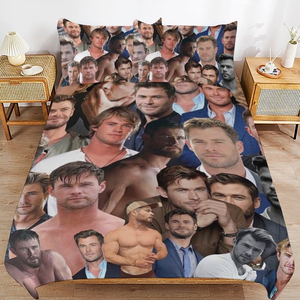 Chris Hemsworth Bedding Sets Ultra Soft Skin-Friendly Duvet Cover 3 Piece, Cute Comforter Cover Bed Set for Boys Girls Kids